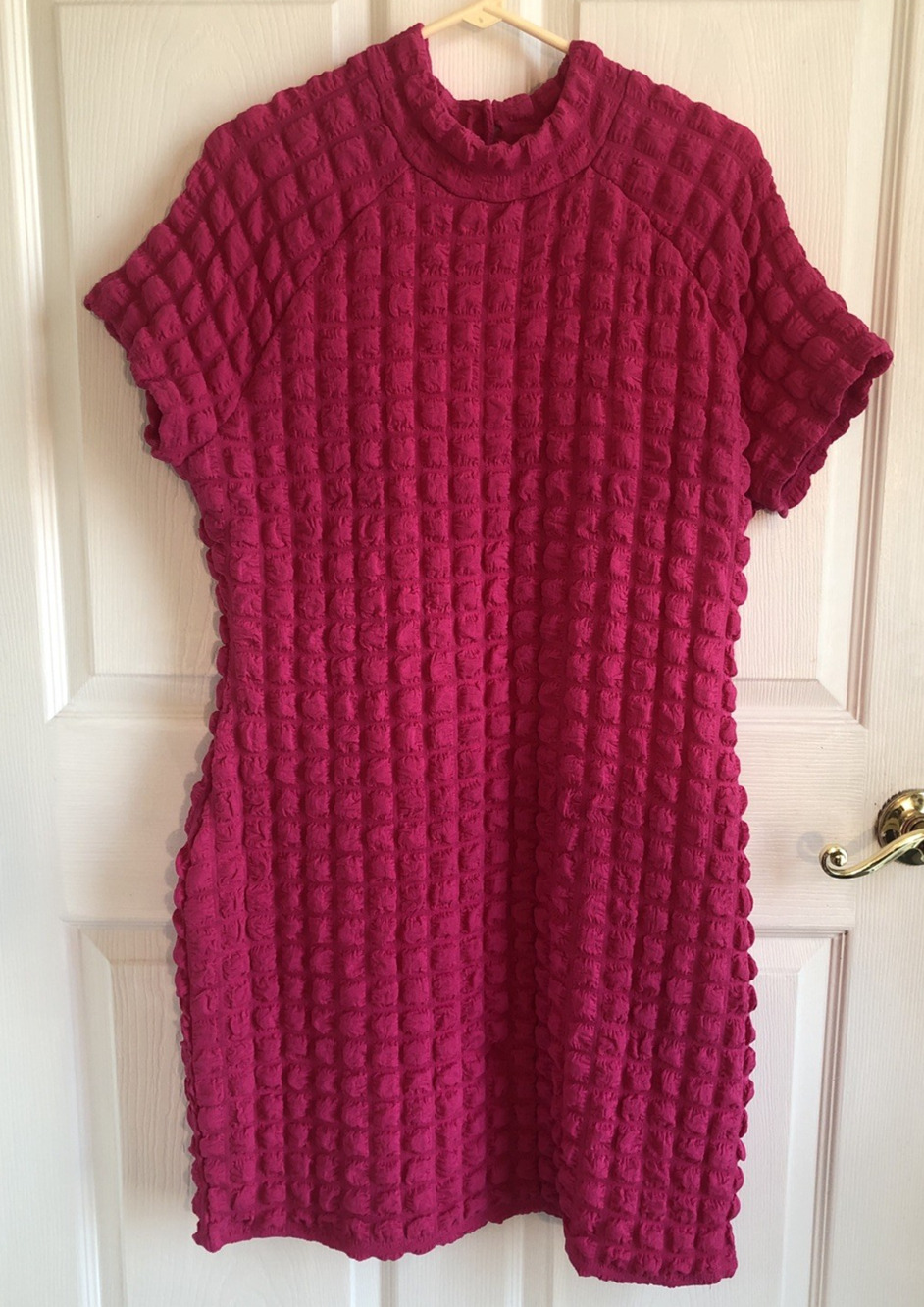 Planet Gold Dress Mini 3X Hot Pink Waffle Stretch eco-friendly barbiecore